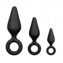 Набор из 3 черных анальных пробок «Pointy Plug Set», силикон, EDC ET213BLK, бренд EDC Collections, длина 15.5 см.