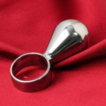 Анальная пробка «Груша» с кольцом для пальца, серебристая, Сима-ленд 5215701, из материала металл, диаметр 2.5 см., со скидкой