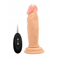 Фаллоимитатор с вибрацией и пультом управления «Vibrating Realistic Cock - 6», цвет телесный, REA007SKN, бренд Shots Media, из материала резина, длина 15 см.