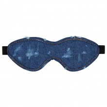 Джинсовая маска на глаза «Roughend Denim Style», цвет синий, OU476BLU, бренд Shots Media, длина 23 см.