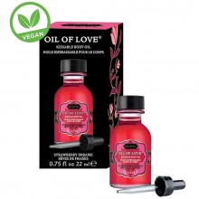 Согревающее масло для эрогенных зон «Oil of Love strawberry dreams», со вкусом сочной клубники, 22 мл., KS12004, 22 мл., со скидкой