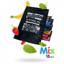 Презервативы «VITALIS PREMIUM №12+3 MIX», 276, из материала латекс, цвет прозрачный, длина 18 см.