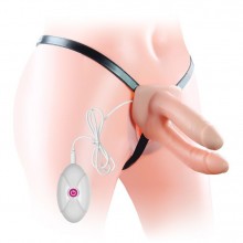 Вибро-страпон анально-вагинальный «Unisex Hollow Strap On», цвет телесный, Lovetoy LV3006, бренд LoveToy А-Полимер, длина 12.5 см., со скидкой