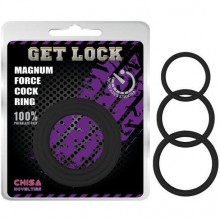 Набор из 3 эрекционных колец «Magnum Force Cock Ring», материал силикон, цвет черный, Chisa CN-240301776, бренд Chisa Novelties, со скидкой