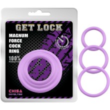 Набор из 3 эрекционных колец «Magnum Force Cock Ring», силикон, цвет фиолетовый, Chisa CN-240301779, диаметр 5 см., со скидкой