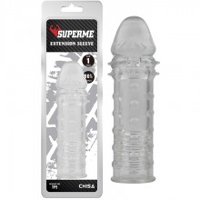 Насадка на пенис стимулирующая SUPERME EXTENSION SLEEVE, цвет прозрачный, Chisa CN-331615795, из материала TPE, длина 16.2 см., со скидкой