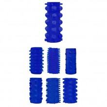 Набор из 7 синих насадок на пенис «Get Lock», Chisa CN-330325417, бренд Chisa Novelties, длина 4.3 см., со скидкой