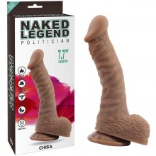 Фаллоимитатор на присоске с мошонкой «Naked Legend Politician 7.7», коричневый, Chisa CN-101767324, бренд Chisa Novelties, длина 19.5 см.