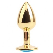 Анальная пробка «Blue gem anal plug» со стразом, Chisa CN-731496332, бренд Chisa Novelties, цвет золотой, длина 7.1 см.
