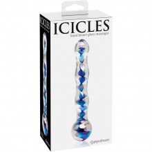 Элегантный стеклянный стимулятор «Icicles № 8», цвет голубой, общая длина 17.5 см, Pipedream 2908-00 PD, из материала стекло, длина 17.5 см., со скидкой