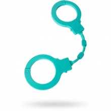 Силиконовые наручники «Штучки-дрючки», длина 33 см, 690065, цвет бирюзовый, со скидкой