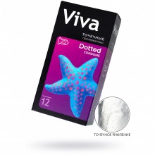 Точечные презервативы «Viva» для дополнительной стимуляции, 12 шт, латекс, длина 18.5 см, 651