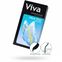 Ультратонкие презервативы «Viva», 12 шт, латекс, длина 18.5 см, 641, со скидкой