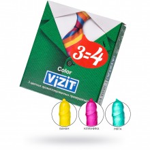 Цветные ароматизированные презервативы «Vizit Color», 3 шт, латекс, длина 18 см, 271, бренд CPR GmbH, длина 18 см., со скидкой