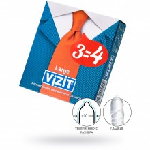 Презервативы увеличенного размера «Vizit Large», 3 шт, латекс, длина 18,5 см, 291, бренд CPR GmbH, длина 18.5 см.