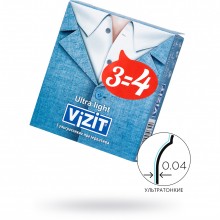 Ультратонкие презервативы «Vizit Ultra light», 3 шт, латекс, длина 18 см, 281, бренд CPR GmbH, длина 18 см.