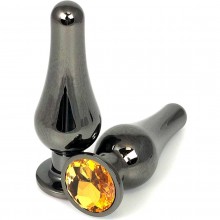 Анальная втулка-свечка из металла с оранжевым кристаллом, цвет черный, длина 8 см, диаметр 3 см, Vandersex 400-TVOS, длина 8 см.