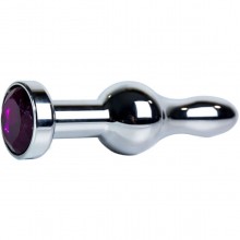 Тонкая втулка на длинной ножке из металла с фиолетовым кристаллом, цвет серебристый, длина 10.5 см, Vandersex 168-F, цвет фиолетовый, длина 10.5 см.