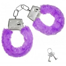 Металлические наручники с фиолетовой меховой опушкой и ключиками, Vandersex VS-CFMET-PURPLE, цвет фиолетовый