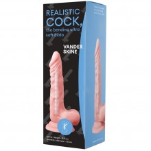 Реалистичный фаллоимитатор с мошонкой «Vander Realistic Cock Bending Ultra Soft Dildo», цвет телесный, , Vandersex VA-RCUSD-7/1-Skine, длина 15.5 см., со скидкой