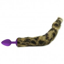 Фиолетовая анальная пробка с кошачьим хвостиком, длина хвоста 23 см, Vandersex 130-S-PUR-23CAT, длина 5 см., со скидкой