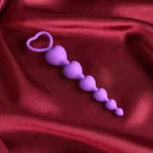 Анальные бусы в виде сердечек с кольцом, длина 19 см, Сима-Ленд 6256989, из материала силикон, цвет фиолетовый, длина 19 см., со скидкой