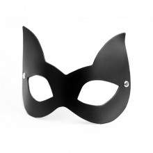 Черная кожаная маска с прорезями для глаз и ушками, Бдсм арсенал 68011ars, цвет черный, со скидкой