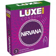 Презервативы «Royal Nirvana» с увеличенным количеством смазки, 3 шт, LUXE Royal Nirvana №3, из материала латекс, цвет прозрачный, со скидкой