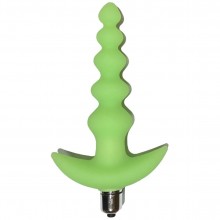 Светящаяся анальная вибро-елочка с ограничителем «Pagoda», цвет зеленый, длина 17 см, NV Toys NVT-PAGODA-GRN, из материала силикон, длина 17 см.