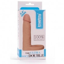 Насадка на пенис «The Ultra Soft Double 5.8» цвет телесный, Lovetoy LV1121, бренд LoveToy А-Полимер, длина 14.7 см., со скидкой