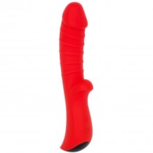 Вибро-массажер с ребрышками и реалистичной головкой «Ribbed», цвет красный, длина 18 см, Vandersex VA-RV-RB-Red, из материала силикон, длина 18 см.