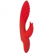 Вибромассажер-кролик с раздвоенным клиторальным отростком «Classic Kiss», цвет красный, длина 24 см, Vandersex VA-RV-CK-Red, из материала силикон, длина 24 см.