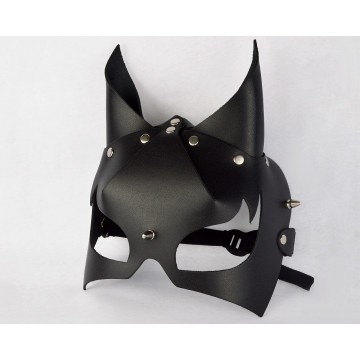 Черная кожаная маска «Черт», Sitabella 3190-1, цвет черный, со скидкой