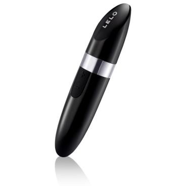 Мини-вибратор в форме губной помады «Mia 2» с 6 режимами вибрации, цвет черный, Lelo 7748, из материала пластик АБС, длина 11 см., со скидкой