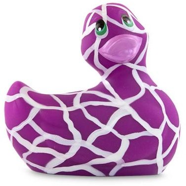 Оригинальный вибратор-уточка «I Rub My Duckie 2.0» для эротического массажа, бело-фиолетовый, Big Teaze Toys E29019, из материала пластик АБС, длина 7.5 см.