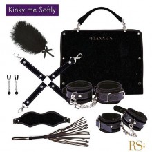 БДСМ-набор женский в черном цвете «Kinky Me Softly», Rianne S E29086, из материала искусственная кожа, цвет черный, со скидкой