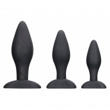 Набор конических анальных пробок «Apex Butt Plug Set»,цвет черный, Shots Media OU494BLK, из материала силикон