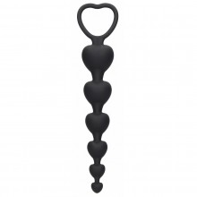 Черная анальная елочка «Anal Heart Beads - 18,5 см» Shots Media OU500BLK, из материала силикон, длина 18.5 см.