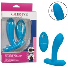 Массажер простаты с управлением при помощи пульта «Silicone Remote Pulsing Pleaser», цвет голубой, California Exotic Novelties SE-0077-64-3, бренд CalExotics, длина 11.5 см.
