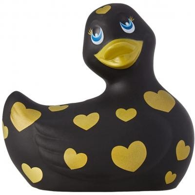 Вибратор для клитора в виде уточки «I Rub My Duckie 2».0, черно-золотистый, Big Teaze Toys E29016, из материала ПВХ, цвет черный, длина 7.5 см., со скидкой