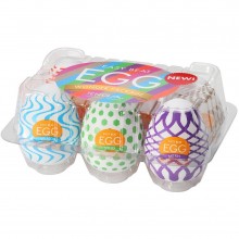 Набор мастурбаторов-яичек 6 штук «Egg Wonder», Tenga KAZ970919, из материала TPR, цвет белый, длина 6.1 см.