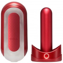 Мастурбатор с подогревом «Flip Zero Warming Set», цвет красный, Tenga KAZ973002, из материала TPR, длина 18 см., со скидкой