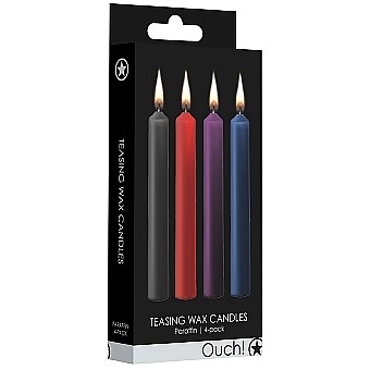 Набор разноцветных восковых BDSM-свечей «Teasing Wax Candle», Shots Media OU488MIX, из материала парафин, длина 12.5 см.