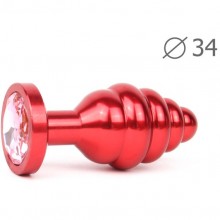 Втулка анальная «red plug medium», цвет красный, Anal Jewerly Plug AR-02-M, из материала металл, длина 8 см.