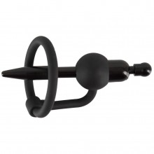 Уретральный вибростимулятор с эластичным кольцом «PenisPlug with a Glans Ring», цвет черный, Orion 5501320000