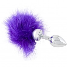 Анальная втулка маленькая с фиолетовой опушкой, ToyFa 712020, цвет фиолетовый, длина 17 см., со скидкой