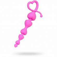 Анальная цепочка из постепенно увеличивающихся в диаметре сердечек, силикон, розовая, Eromantica 211303, цвет розовый, длина 18.5 см., со скидкой
