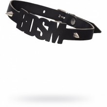 Чокер с шипами и буквами BDSM, натуральная кожа, черный, 03413, бренд Pecado BDSM, со скидкой