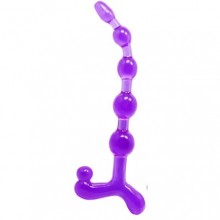 Анальная цепочка «Bendy Twist», цвет фиолетовый, Baile BI-040005, из материала TPR, длина 22.5 см., со скидкой