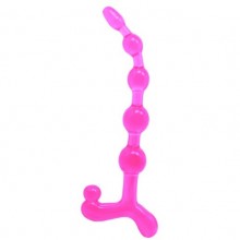 Анальная цепочка со стимулирующим основанием «Bendy Twist» цвет розовый, Baile, из материала TPR, длина 20 см., со скидкой
